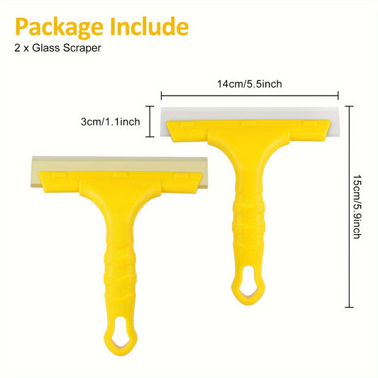 2pcs Non-Slip Glass Scraper, Double Layer Silicone Glass Wiper, Multi-Functional Cleaning Tool, for Shower Windows, Car Windshies